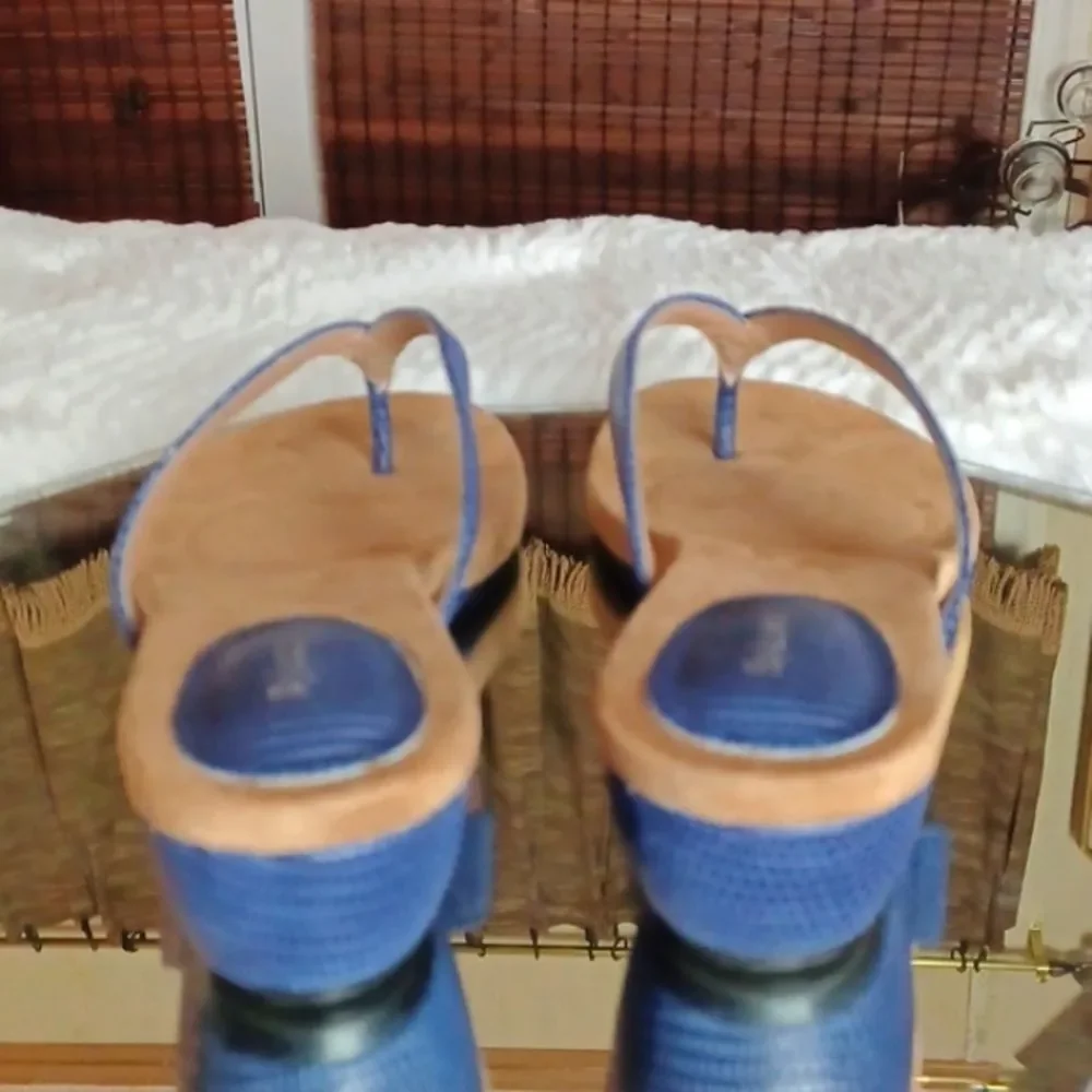 Style & Company Womans Blue & Tan Suede‎ Wedges 11M